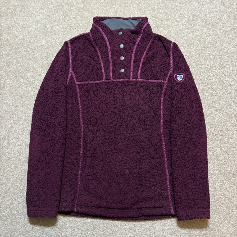 KUHL Jacket Womens Small Purple‎ Sherpa Fleece Snap Pullover Outdoor Cozy